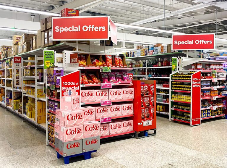 Promotional end bay in supermarket